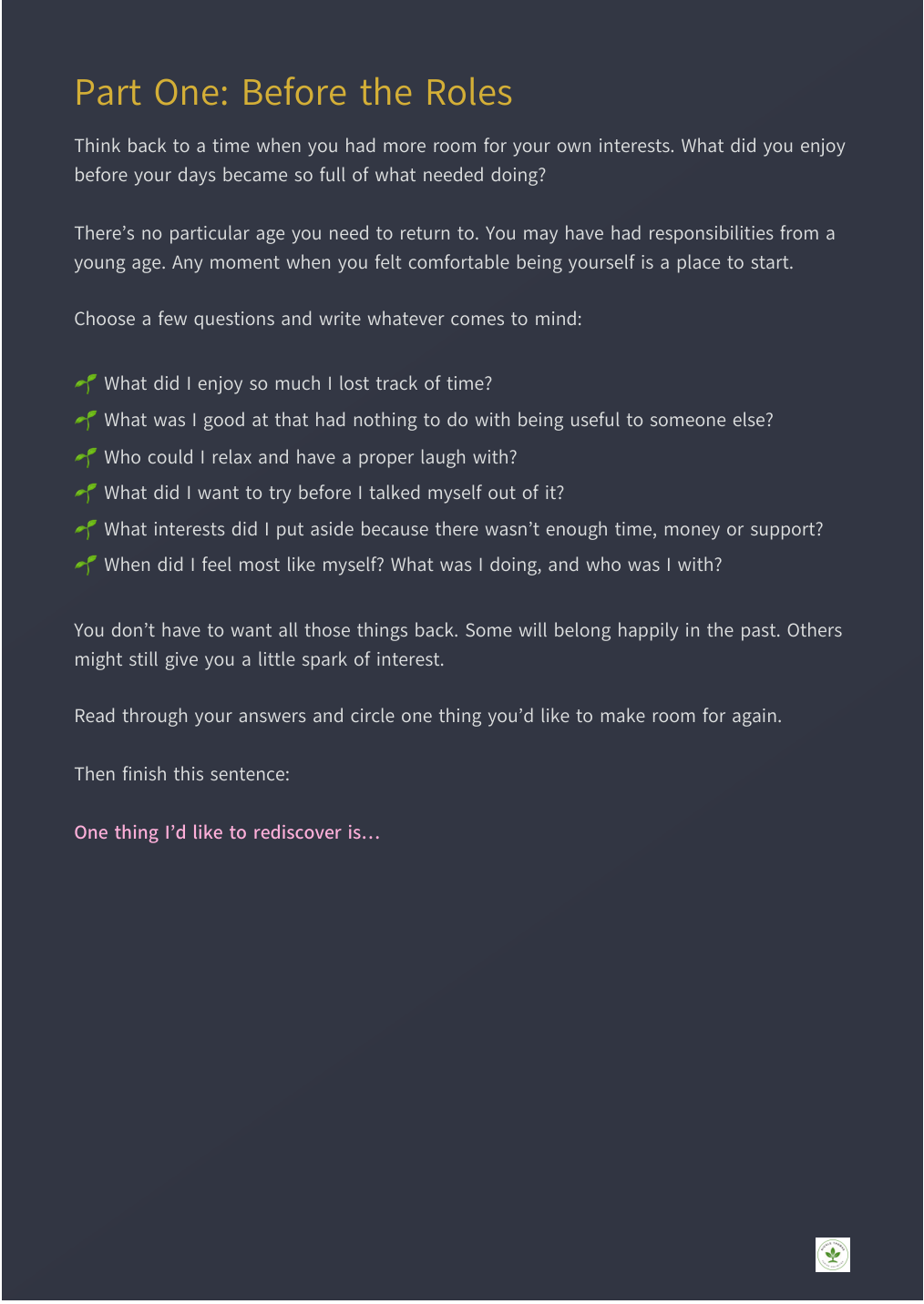 Before the Roles, page 18 of The Confidence Fix