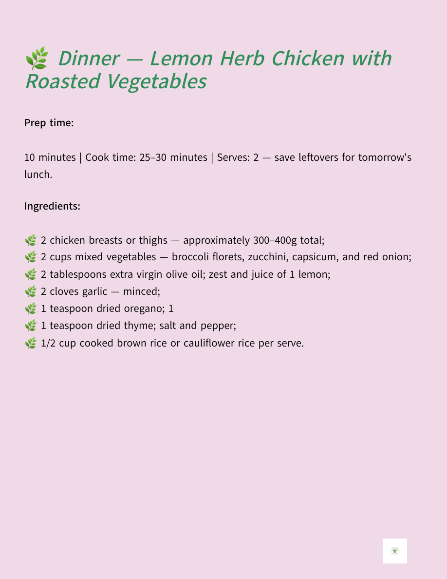 Lemon herb chicken: ingredients sample page 31