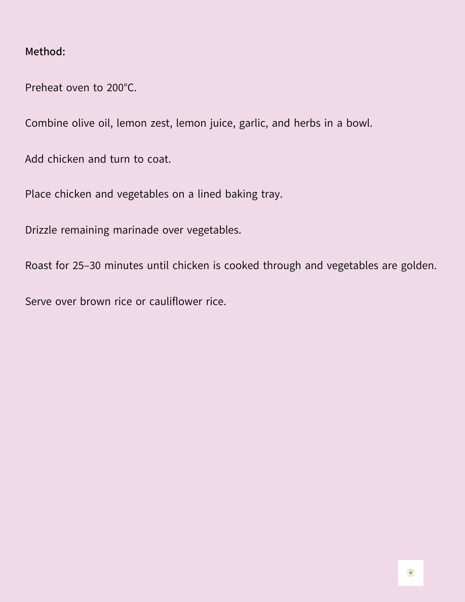 Lemon herb chicken: method sample page 32