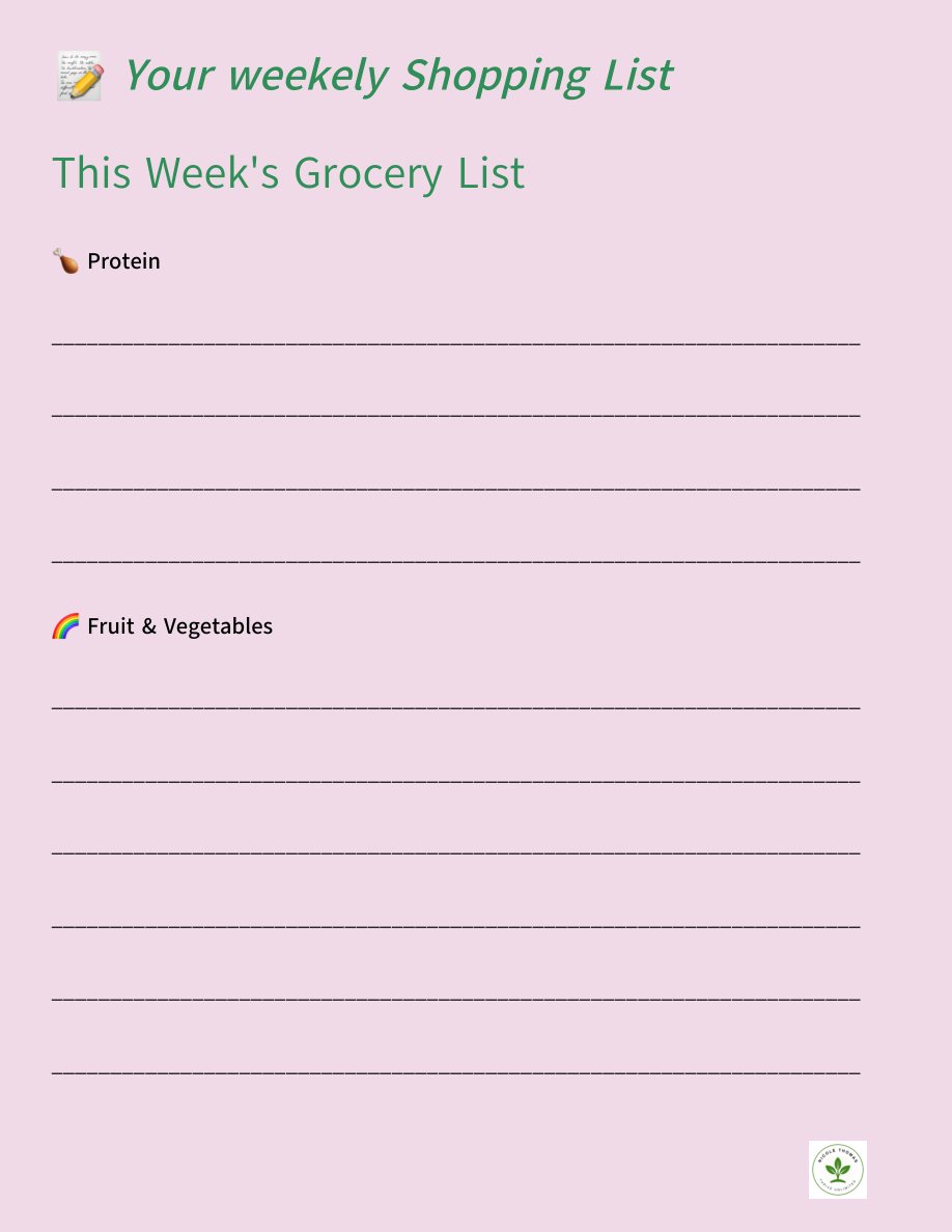 Your weekly shopping list sample page 78