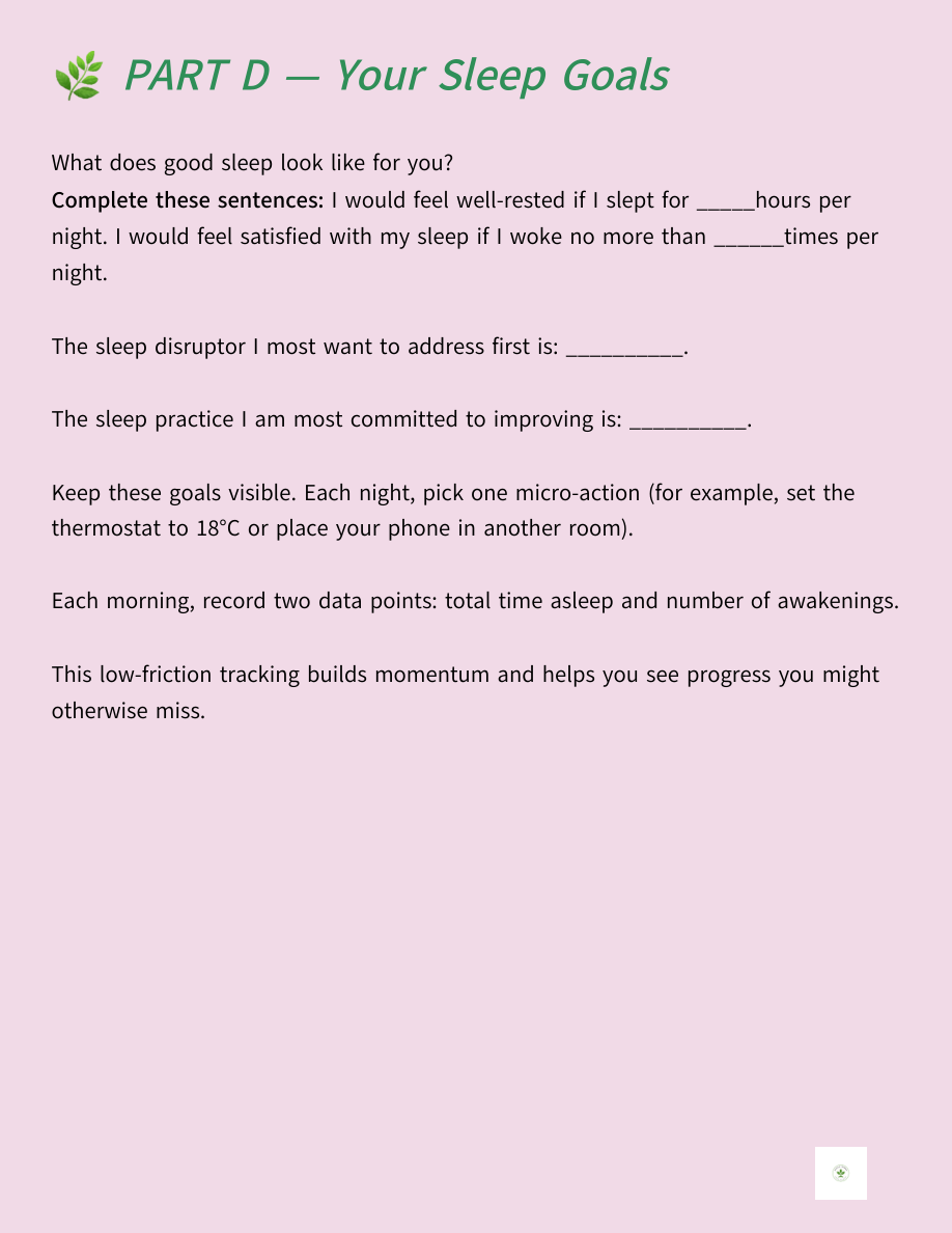 Your sleep goals sample page 29